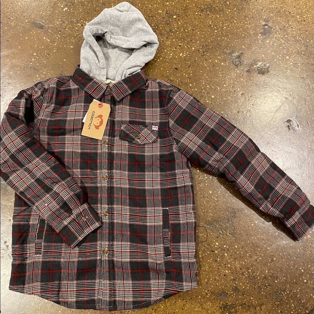 Plaid hooded shirt